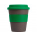 Стакан с силиконовой крышкой "Cafe", зеленый с нанесением логотипа компании