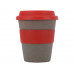 Стакан с силиконовой крышкой "Cafe", красный с нанесением логотипа компании