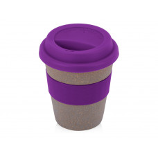 Стакан с силиконовой крышкой "Cafe", фиолетовый с нанесением логотипа компании