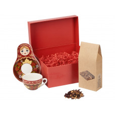 Подарочный набор: чайная пара, чай Глинтвейн, красный с нанесением логотипа компании