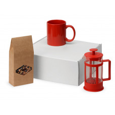 Подарочный набор с чаем, кружкой и френч-прессом "Чаепитие", красный