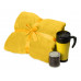 Подарочный набор с пледом, термокружкой и миндалем в шоколадной глазури "Tasty hygge", желтый с нанесением логотипа компании