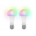 Набор из двух лампочек «IoT CLED M1 RGB», E27, белый с нанесением логотипа компании