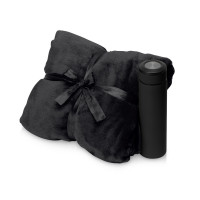 Подарочный набор с пледом, термосом "Cozy hygge", черный