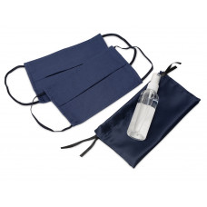 Набор средств индивидуальной защиты в сатиновом мешочке "Protect Plus", синий с нанесением логотипа компании
