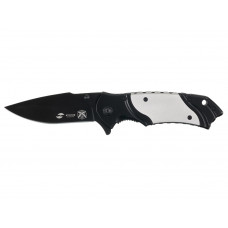 Нож складной Stinger, 120 мм, (черный), материал рукояти: нержавеющая сталь (серебристый/черный) с нанесением логотипа компании