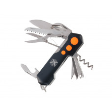 Нож перочинный Stinger, 96 мм, 15 функций, материал рукояти: алюминий, PP (черный/оранжевый) с нанесением логотипа компании