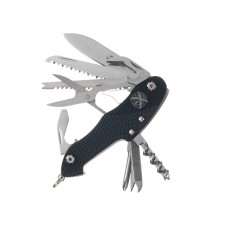 Нож перочинный Stinger, 96 мм, 15 функций, материал рукояти: алюминий (черный) с нанесением логотипа компании
