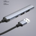 USB-хаб USB-A 3.0 + 2xUSB-A 2.0 + USB-C, серый, Deppa с нанесением логотипа компании