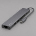 USB Type-C хаб 7-в-1, HDMI, Power Delivery, 2xUSB 3.0, RJ45, microSD/SD, графит, Deppa с нанесением логотипа компании