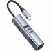 USB-хаб 7 в 1 USB-C - USB-A3.0 + 2хUSB-C + USB-C PD100Вт + HDMI + SD + microSD, серый, Deppa с нанесением логотипа компании