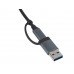USB-хаб «Link» с коннектором 2-в-1 USB-C и USB-A, 2.0/3.0, серый с нанесением логотипа компании
