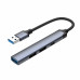 USB-хаб USB-A 3.0 + 2xUSB-A 2.0 + USB-C, серый, Deppa с нанесением логотипа компании