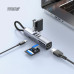 USB-хаб 7 в 1 USB-C - USB-A3.0 + 2хUSB-C + USB-C PD100Вт + HDMI + SD + microSD, серый, Deppa с нанесением логотипа компании