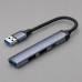 USB-хаб USB-A 3.0 + 2xUSB-A 2.0 + USB-C, серый, Deppa с нанесением логотипа компании