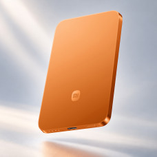 Внешний аккумулятор UltraThin Magnetic Power Bank 5000 15 Вт, c CCC сертификацией, оранжевый с нанесением логотипа компании