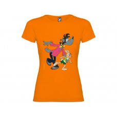 Футболка "Ну, погоди!» женская, оранжевый с нанесением логотипа компании