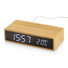Часы настольные с беспроводной зарядкой «Index», 10 Вт, бамбук