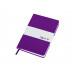 Бизнес-блокнот C2 софт-тач, твердая обложка, 128 листов, фиолетовый с нанесением логотипа компании