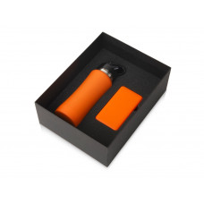 Подарочный набор с бутылкой для воды и повербанком С2, 10000 mAh, оранжевый