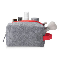 Косметичка из РПЕТ фетра с ручкой "Felt", серый с красным