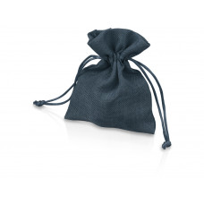 Мешочек подарочный, искусственный лен, малый, темно-синий с нанесением логотипа компании