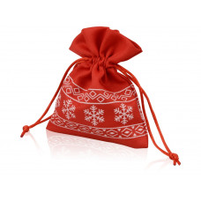 Мешочек подарочный новогодний, хлопок, малый, красный с нанесением логотипа компании