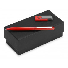 Подарочный набор Skate Mirro с ручкой для зеркальной гравировки и флешкой, красный с нанесением логотипа компании