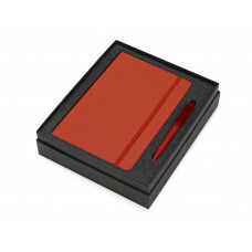 Подарочный набор Vision Pro soft-touch с ручкой и блокнотом А5, красный с нанесением логотипа компании