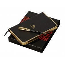 Набор: записная книжка, ручка William Lloyd , черный/золотистый с нанесением логотипа компании