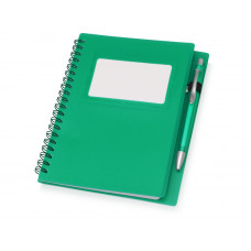 Блокнот "Контакт" с ручкой, зеленый