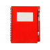 Блокнот "Контакт" с ручкой, красный с нанесением логотипа компании