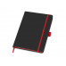 Блокнот "ColorNote Black", твердая обложка A5, 80 листов, черный с красным с нанесением логотипа компании