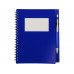 Блокнот "Контакт" с ручкой, синий с нанесением логотипа компании