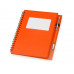 Блокнот "Контакт" с ручкой, оранжевый с нанесением логотипа компании