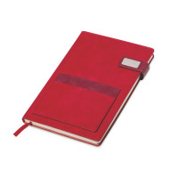 Бизнес блокнот А5 "Freya" с клапаном и карманом для визиток, твердая обложка, 128 листов, красный и бор