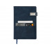 Бизнес блокнот А5 "Freya" с клапаном и карманом для визиток, твердая обложка, 128 листов, синий и темно с нанесением логотипа компании