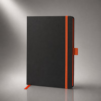 Блокнот "ColorNote Black", твердая обложка A5, 80 листов, черный с оранжевым