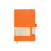 Блокнот А5  "City" на резинке, оранжевый с нанесением логотипа компании