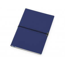 Блокнот "Horizon" с горизонтальной резинкой, гибкая обложка, 80 листов, синий с нанесением логотипа компании